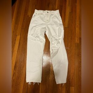 American Eagle Outfitters White Distressed Boyfriend Jeans